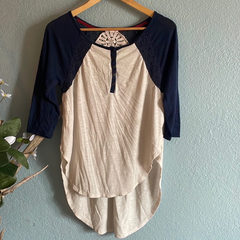 3/4 sleeve high low flowy top